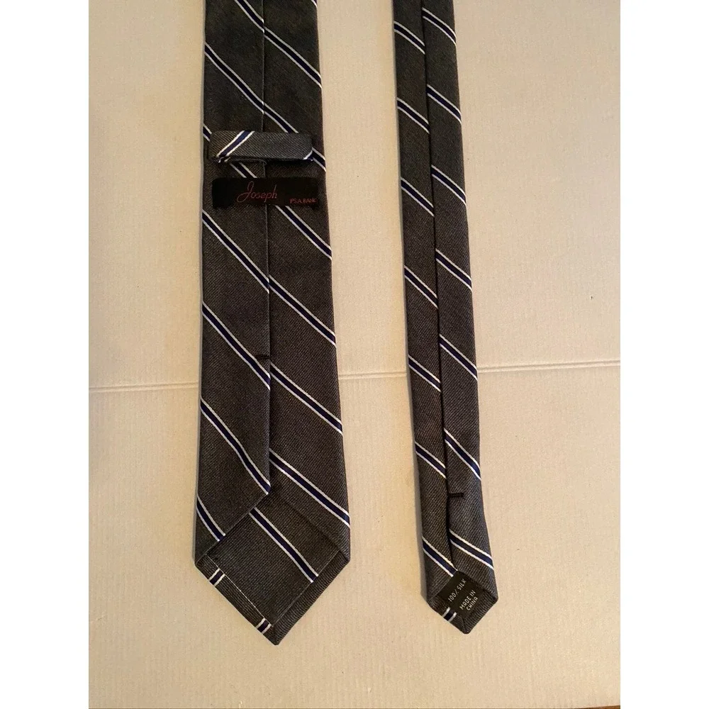 Jos. A. Bank Joseph Mens Silk Tie Gray Navy Blue White Diagonal Stripe Necktie